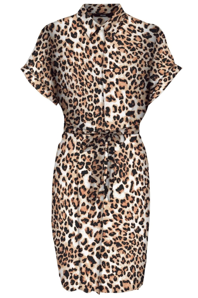 VMEASY JOY S/S SHIRT DRESS WVN GA 10302043 TAN/LEO